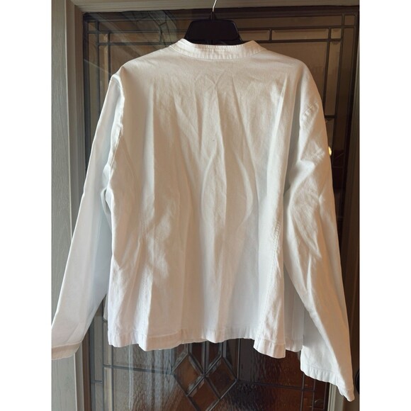 New Eileen Fisher Organic Cotton Stretch Stand Collar jacket sz 3X White - Picture 4 of 15